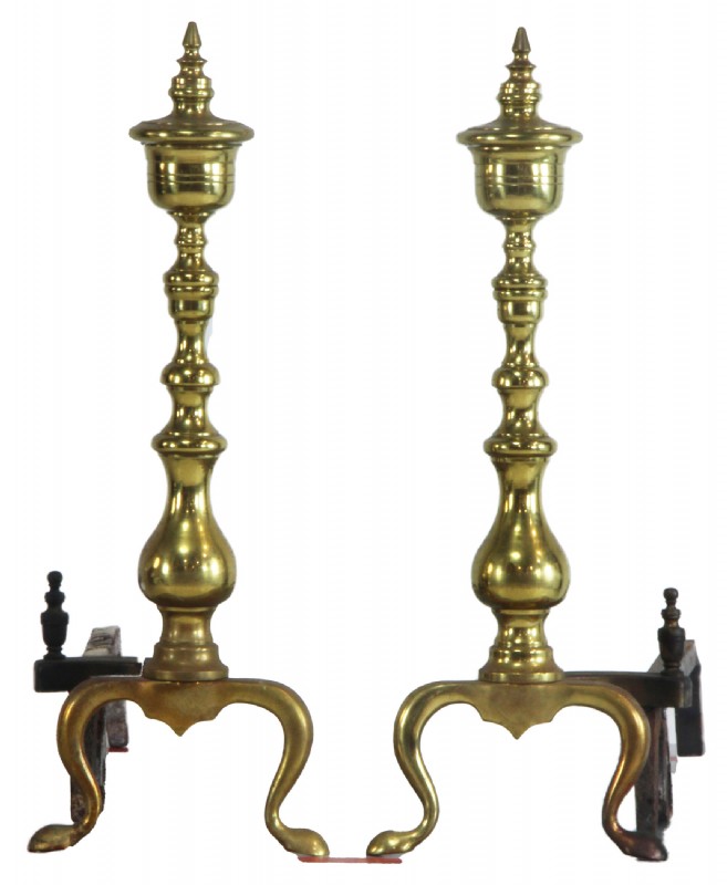 Small Antique Brass Andirons